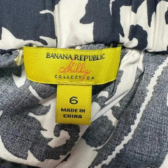 Banana Republic Milly Collection Navy Tropical Bohemian Vibes Skirt Size 6 Small - Picture 3 of 7